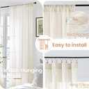 BGment Semi Sheer Linen Curtains 48 Inch Length for Windows, Beige Drapes Light Filtering for Short Bedroom Farmhouse Bathroom Cafe Decor Rustic Lightweight Rod Pocket, 2 Panels Set, 42 Inch Wide