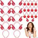 2 x Zeyune 24 Pcs Paw Print School Spirit Week Items Red