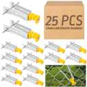 Tondiamo Chain Link Insulator Electric Fence Stainless Steel Insulator T Post Extender Wire Holders for Chain Link and Studded T & U-Posts Tubing(Yellow,25 Pcs)