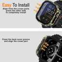 Apple watch Cover Metal Cases Compatible with Apple Watch Ultra 3/2/Ultra 49mm Case Built-in 9H Tempered Glass Screen Film, Straight Edge Rugged Protective Apple watch case with Back Cover and Screen Protector