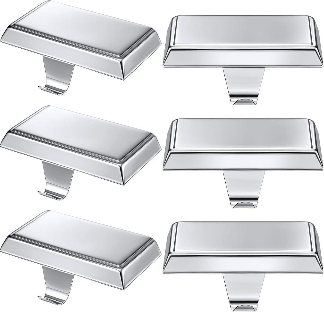 Zhengmy 6 Pcs Christmas Stocking Holders for Mantel Metal Hanging Hooks Stocking Hangers for Fireplace Xmas Party Decoration(Silver)