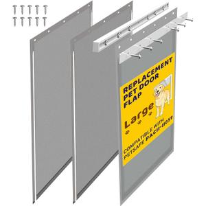 3-Flap Large Pet Door Replacement Insulation Flap with Flap Clamp, Flap Back Plate & Screws, Compatible with Large PetSafe Extreme Weather Aluminum Pet Door, PAC11-11039 (Smoky Translucent)