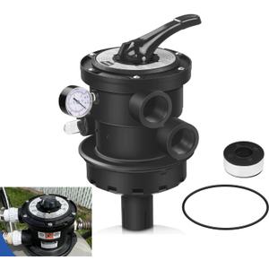 Replacement SP0714T VariFlo Top-Mount Multiport Valve Compatible with Hayward Pro OR VL GM SM SW Series Sand Filters, 1.5" FIP Port 7-Position Control Valve, Black,Replace for SP714T, SP0714T, SP0704
