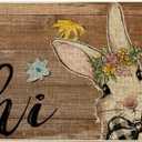 Artoid Mode Rabbit Bunny Flowers Hi Easter Doormat, Home Decor Low-Profile Switch Rug Door Mat Floor Mat for Indoor Outdoor 17x29 Inch