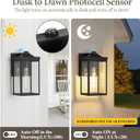 Dusk to Dawn Outdoor Wall Light Fixtures with Photocell Sensor, Front Porch Lights Waterproof, Black Exterior Wall Mount Sconce with Clear Glass for Garage Patio House, E26, OS-JJ249-BK-1PK (1-Pack, Medium)