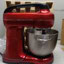 Hamilton Beach Electric Stand Mixer, 4 Quarts, Dough Hook, Flat Beater Attachments, Splash Guard, 7 Speeds with Whisk, Easy-Carry Top Handle, Red