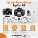 44mm 60cc Cylinder Piston Gasket Top End Rebuild Kit for Yamaha PW 50 1981-2009 QT50 1979-1987