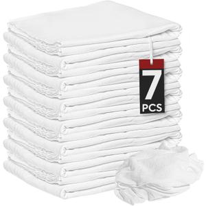 Nabob Wipers New Lint Free Cloth (7 Pack) - 100% Cotton Cleaning Rags Exact Cut - Premium White Rags for Cleaning House - White Rags for Dusting, Staining, Polishing, Painting 18"x18"