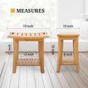 Unibambou Bamboo Shower Bench with Storage Shelf, Wooden Spa Bath Deluxe Organizer Shower Stool for Inside Shower, Bathroom Bench Seat for Adults Elderly Seniors for Indoor or Outdoor Use, Medium 19x10x18 Inch