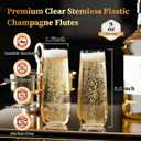 Guanqiao 24 Pack Stemless Plastic Champagne Flutes, 9 oz Clear Disposable Plastic Glasses, Heavy Duty Shatterproof Recyclable Mimosa Glasses for Party Wine Tasting Wedding New Years Eve Party Supplies