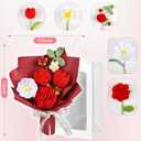 Crochet Flower Bouquet Red Handmade Crochet Flowers, Romantic Gift for Her, Knitted Floral Bouquet with Gift Box Bag and Card
