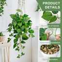 Artificial Hanging Plants with White Pots 2 Pack Fake Pothos Potted Plants Faux Ivy Vines 23.6, Realistic Greenery Hanging Fakeplants Indoor for Home Decor, Bedroom, Bathroom, Office, Living Room