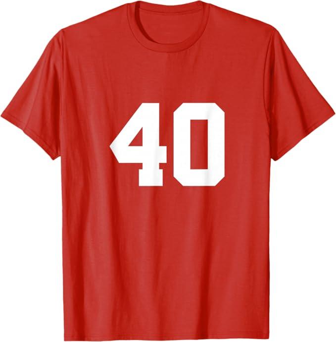 Number 40 (on Front / Back) Sports Team Jersey Number T-Shirt, S