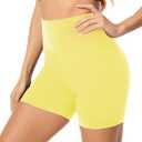 FULLSOFT High Waisted Biker Shorts for Women-5" Tummy Control Fitness Athletic Workout Running Yoga Gym Shorts (Small-Medium, Lemon Yellow)