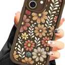 Brown Daisy Phone Case for iPhone 11, Cute Aesthetic Daisy Flower Design Case, Soft Silicone Slim Shockproof Protective Phone Cover for Women Girls - Brown