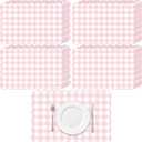 60 Pcs Pink Gingham Paper Placemat Party Supplies Gift Scalloped Table Placemat 17.7 X11.8 Inch Disposable Decorative Paper Mats Bulk for Valentine's Anniversay Baby Shower Wedding Banquet