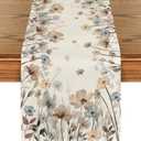 Artoid Mode Brown Poppy Flowers Floral Blossom Summer Table Runner, Fall Kitchen Dining Table Decoration for Home Party Decor 13x72 Inch