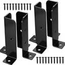 Deck Post Anchor, 4 Pcs Adjustable Post Base Brackets, Heavy Duty Wood Fence Pergola , Reversible Half Column Post Anchor Base Brackets Fit 1.5x1.5,2x2,2x4,4x4 Post, Deck Mailbox(Model B)