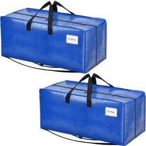 BAGAIL Heavy Duty Moving Bags with Strong Handle, Extra Large Moving Boxes, Storage Tote for Clothes, College Moving Supplies(Blue, Backpack, Pack of 2)