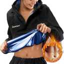 Junlan Sauna Suit for Women Sweat Jacket Gym Workout Vest Sweat Suits for Women (3X-Large, A.blue Tops Only)