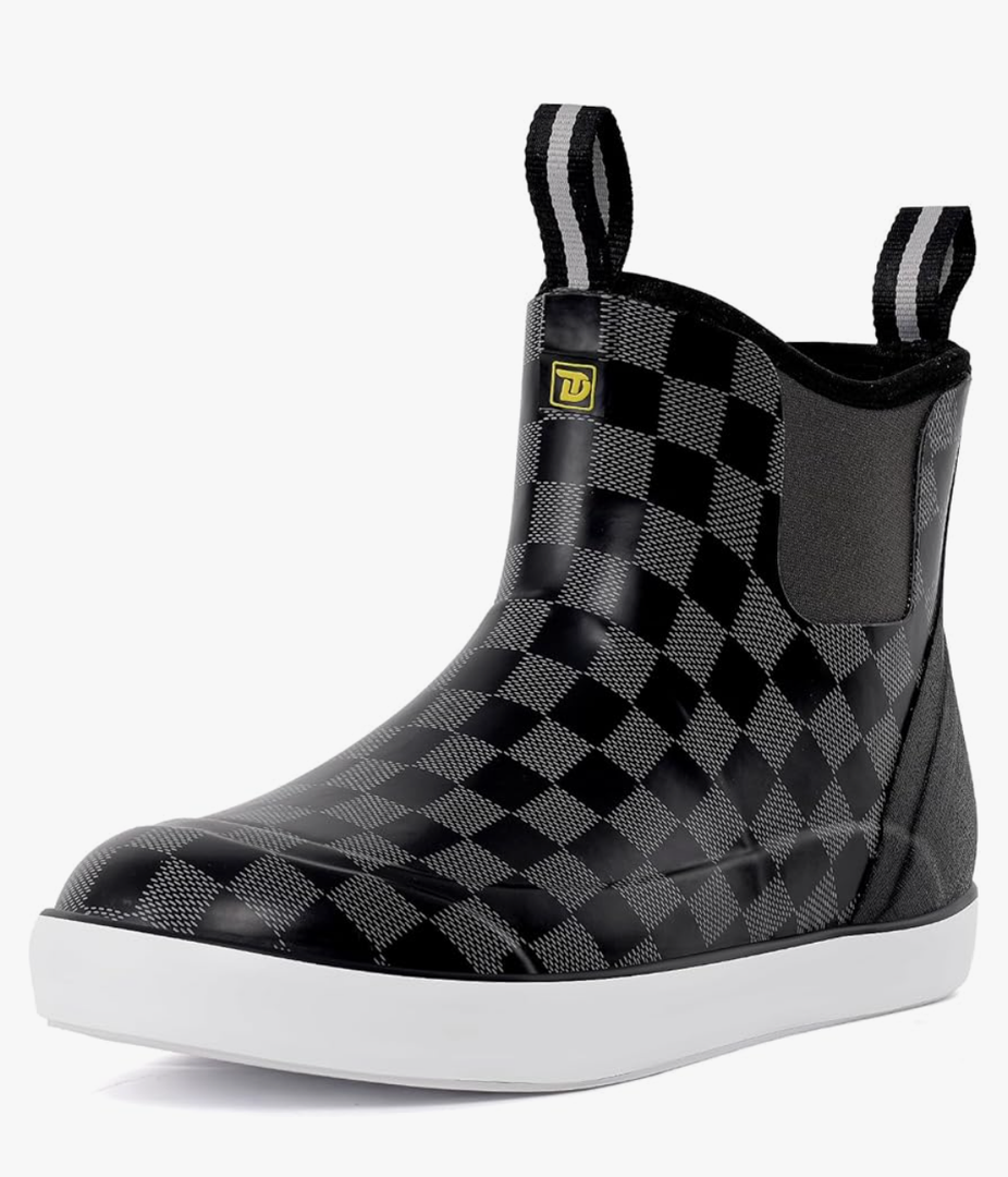 Trudave Deck Boots for Men, Men's Waterproof Insulated Reliable Rain Boots, Anti-Slip Ankle Rubber Boots with High-Traction for Fishing Boating, Size 10