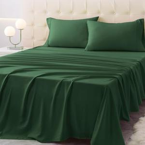 Homilay Twin Size Bed Sheet Set - 3 Piece Soft Microfiber Sheets with Deep Pockets, Cooling Technology, and Wrinkle-Free Pillowcase. Hotel-Quality, Durable Bedding, Eden Green