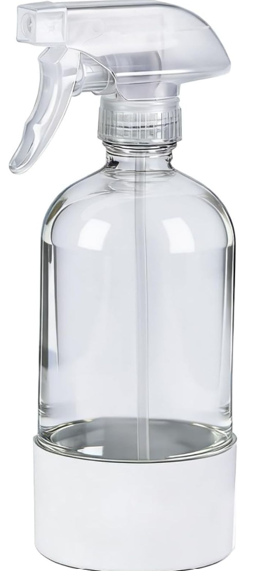 360 Glass Spray Bottles with Silicone Sleeve, 16 oz Empty Refillable Containers with Adjustable Spray Nozzles, Spray Bottles for Hair, Cleaning Solutions and Plants White