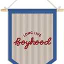 Wheatwin Long Live Boyhood Pennant Flag Banner, Boys Room Decor, Vintage Playroom Wall Decor for Kids Boys Toddler Nursery Bedroom Playroom 15x11 Inch