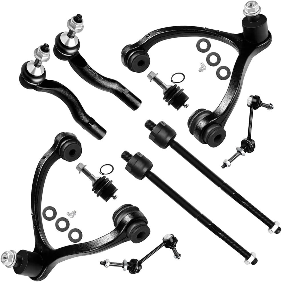 10pc Set Front Suspension Kit Upper Control Arm Lower Ball Joint Sway Bar Tie Rod End Replacement for 2003-2011 For Ford Crown Victoria For Lincoln Town Car For Mercury Grand Marquis