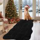 Large Dog Door Mat for Muddy Paws, 22x47 Absorbent Dirt Trapper Long Door Mat, Non-Slip Washable Mud Mat for Dogs, Polyester Microfiber Soft Pet Rug Mat for Entryway, Mud Dog Paws, Patio (Black)