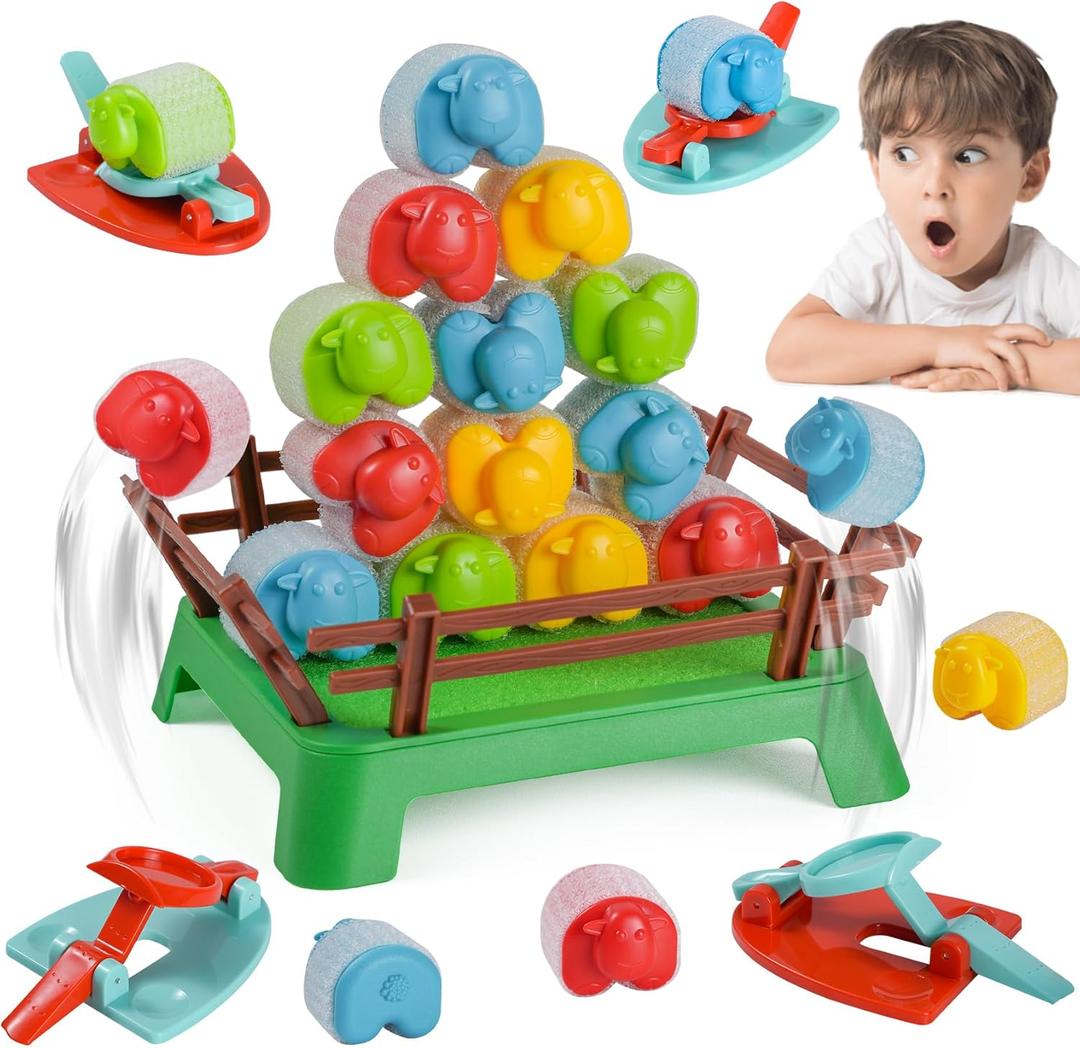 Heap-O-Sheep Game for Kids Ages 4-12  Fun Family Catapulting Board Games for 2-4 Players, Perfect Party Activity and Ideal Gift for Kids & Adults