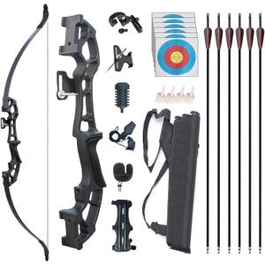 Archery Recurve Bow and Arrows Set for Adults Metal Riser 51" Longbow Kit Right Hand Straight Bow for Beginner Outdoor Hunting Shooting Practice