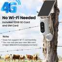 ANRAN 4G LTE Cellular Solar Security Camera Wireless Outdoor, 2K No WiFi Solar Powered Security Camera, 2 Way Audio, Smart Motion Detection, Color Night Vision, IP66, White (32GB & SIM Card Included)