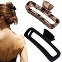 Hair Claw Clips 5 Inch Unbreakable Square Rectangle Clip Clamp Neutral Colors for Thick Curly Long Hair Women - 2 Pack