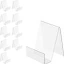 Boloyo Acrylic Book Stand with Ledge,10PC 4 Inch Clear Acrylic Display Easel Transparent Display Stand Holder Tablet Holder for Displaying Books,Magazine,Plate,Pictures,Artworks, CDs
