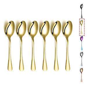 Gold Teaspoons, Kyraton 6 Pieces 6.7" Stainless Steel Tea Spoons With Gold Titanium Plating, Ice Cream Spoons, Dessert Spoon, Coffee Spoon, Golden Teaspoon, Spoon Silverware Pack of 6
