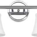 Bathroom Vanity Light Fixtures, Traditional Chrome 2 Lights Wall Sconce Lighting with Opal Glass Shade, Porch Wall Mount Light Fixture for Bathroom, Mirror Cabinets Hallway Stairs
