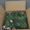 6 Ft by 10 Inch Prelit Christmas Garland with 30 Lights Timer 150 Snowy Bristle Pine, 9 Ball Ornaments, 8 Pinecones,56 Red Berries, 3 Cypress Leaves Battery Operated Xmas Decor for Home Indoor Mantle