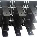 12 Pack - 4 inch Black Hidden L Shelf Bracket (1/5 Inch Thicked) Iron Floating Shelf Brackets Rustic Industrial Metal Brackets for Shelf Support