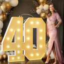 imprsv 4FT Light Up Numbers, Marquee Numbers 40th Birthday Decorations for Women Men, Large Light Up 40 Birthday Women Foam Board Anniversary Party Decorations Arch Kit (DIY)