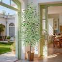 Bailikang 7FT Artificial Ficus Trees Indoor Faux Trees Indoor Fake Floor Plants Tall Artificial Tree with White Pot Faux Tree Fake Indoor Tree Silk Plants Artificial Trees for Home Decor Indoor