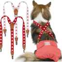 Pet Soft Dog Suspenders 2 Pieces Female Dog Diaper Suspenders for Dogs Diaper Keeper Suspender for Dogs Skirt, Dress, Diapers (Cute Hearts, M/L)