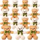 HyDren 18 Pack Bear Stuffed Animal Bulk 10 Inch Small Plush Stuffed Bears Toy with Bow Tie for Baby Shower Birthday Gift Party Favors, Beige, White