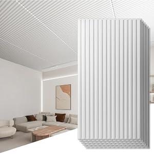 Art3d 6-Pack Slat Design 3D Wall Panels for Interior Wall Decor, 2x4 FT PVC Decorative Drop Ceiling Tiles - Walnut
