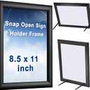 Blulu 2 Pcs Black, 8.5 x 11 Inch, Front Load Easy Open Snap Frame Poster/picture Frame, Metal Frame, Snap Open Sign Holder Frame, Wall Mount or Tabletop