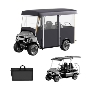 Golf Cart Cover Enclosure 4&6 Passenger, Golf Cart Cover for Yamaha Club Car EZGO, Waterproof 600D Oxford Rain Cover, Transparent Tail Light Panel, Foldable Door,4-Sided Clear Windows