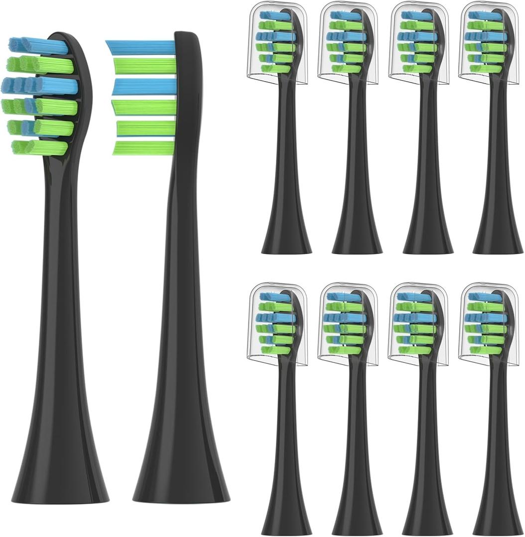 10 Pack Toothbrush Replacement Heads Compatible with 7AM2M AM100/AM105/AM110 Electric Toothbrush, Soft Brush Bristles, Black