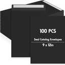 100 Pcs 9'' x 12'' Catalog Envelopes Self Adhesive 32lb Manila Envelopes Kraft Peel & Seal for Secure Mailing Storage Organizing for Office Business Home(Black)