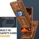 for Samsung Galaxy S26 Ultra Wallet Case with Card Holder & Kickstand & Full Camera Lens Cover, Military Grade Drop Shockproof Rugged Phone Case for S26 Ultra 6.9'', Brown