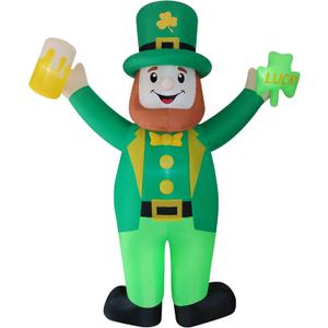 Giant 12ft St Patrick's Day Inflatable Outdoor Decor Leprechaun Lucky Shamrock St Patrick Blow up Inflatable Yard Decoration Built-in 6 LEDs for Yard,Lwan,Garden